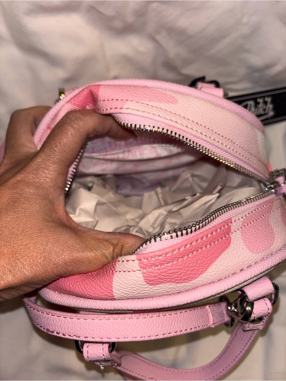 Von Dutch Pink Camo Mini Dome Crossbody Bag - Picture 6 of 6